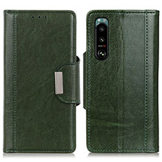 Custodia Portafoglio In Pelle Cover con Supporto M01L per Sony Xperia 5 III SO-53B Verde