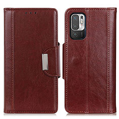 Custodia Portafoglio In Pelle Cover con Supporto M01L per Xiaomi Redmi Note 10 5G Marrone