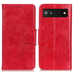 Custodia Portafoglio In Pelle Cover con Supporto M02L per Google Pixel 6a 5G Rosso