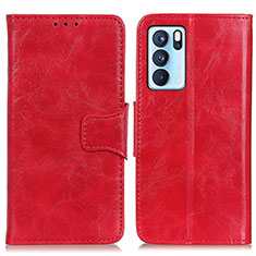 Custodia Portafoglio In Pelle Cover con Supporto M02L per Oppo Reno6 Pro 5G India Rosso