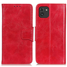 Custodia Portafoglio In Pelle Cover con Supporto M02L per Samsung Galaxy A03 Rosso