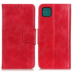 Custodia Portafoglio In Pelle Cover con Supporto M02L per Samsung Galaxy F42 5G Rosso