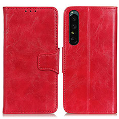 Custodia Portafoglio In Pelle Cover con Supporto M02L per Sony Xperia 1 IV SO-51C Rosso