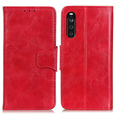 Custodia Portafoglio In Pelle Cover con Supporto M02L per Sony Xperia 10 III Lite Rosso