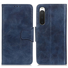 Custodia Portafoglio In Pelle Cover con Supporto M02L per Sony Xperia 10 IV SO-52C Blu