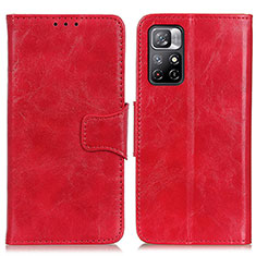 Custodia Portafoglio In Pelle Cover con Supporto M02L per Xiaomi Poco M4 Pro 5G Rosso