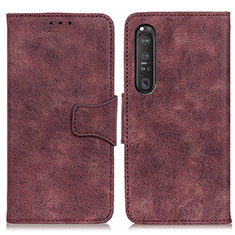 Custodia Portafoglio In Pelle Cover con Supporto M03L per Sony Xperia 1 III Viola