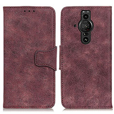 Custodia Portafoglio In Pelle Cover con Supporto M03L per Sony Xperia PRO-I Viola