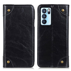 Custodia Portafoglio In Pelle Cover con Supporto M04L per Oppo Reno6 Pro 5G India Nero