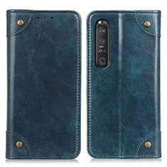 Custodia Portafoglio In Pelle Cover con Supporto M04L per Sony Xperia 1 III Blu