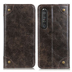 Custodia Portafoglio In Pelle Cover con Supporto M04L per Sony Xperia 1 III Bronze