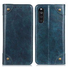 Custodia Portafoglio In Pelle Cover con Supporto M04L per Sony Xperia 10 III Blu