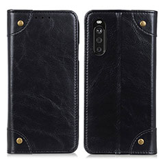 Custodia Portafoglio In Pelle Cover con Supporto M04L per Sony Xperia 10 III SO-52B Nero