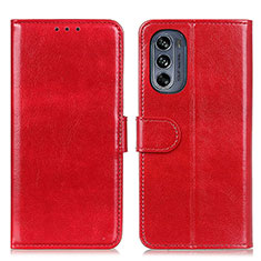 Custodia Portafoglio In Pelle Cover con Supporto M05L per Motorola Moto G62 5G Rosso
