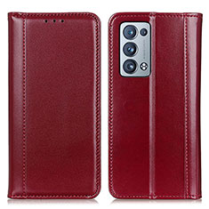 Custodia Portafoglio In Pelle Cover con Supporto M05L per Oppo Reno6 Pro+ Plus 5G Rosso