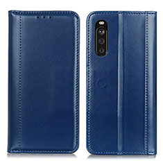 Custodia Portafoglio In Pelle Cover con Supporto M05L per Sony Xperia 10 III Blu