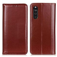 Custodia Portafoglio In Pelle Cover con Supporto M05L per Sony Xperia 10 III SO-52B Marrone