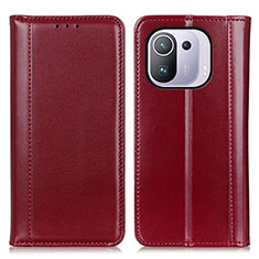 Custodia Portafoglio In Pelle Cover con Supporto M05L per Xiaomi Mi 11 Pro 5G Rosso