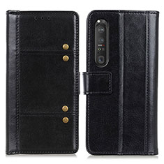 Custodia Portafoglio In Pelle Cover con Supporto M06L per Sony Xperia 1 III Nero