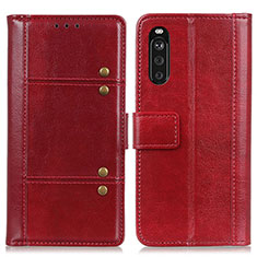 Custodia Portafoglio In Pelle Cover con Supporto M06L per Sony Xperia 10 III Lite Rosso