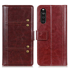 Custodia Portafoglio In Pelle Cover con Supporto M06L per Sony Xperia 10 III SO-52B Marrone