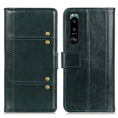 Custodia Portafoglio In Pelle Cover con Supporto M06L per Sony Xperia 5 III Verde