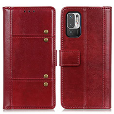 Custodia Portafoglio In Pelle Cover con Supporto M06L per Xiaomi Redmi Note 10 5G Rosso