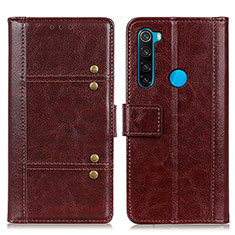 Custodia Portafoglio In Pelle Cover con Supporto M06L per Xiaomi Redmi Note 8 (2021) Marrone