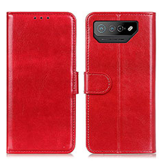 Custodia Portafoglio In Pelle Cover con Supporto M07L per Asus ROG Phone 7 Rosso