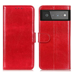 Custodia Portafoglio In Pelle Cover con Supporto M07L per Google Pixel 6 5G Rosso