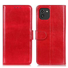 Custodia Portafoglio In Pelle Cover con Supporto M07L per Samsung Galaxy A03 Rosso