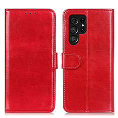 Custodia Portafoglio In Pelle Cover con Supporto M07L per Samsung Galaxy S22 Ultra 5G Rosso