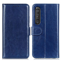 Custodia Portafoglio In Pelle Cover con Supporto M07L per Sony Xperia 1 III Blu