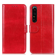 Custodia Portafoglio In Pelle Cover con Supporto M07L per Sony Xperia 1 IV Rosso