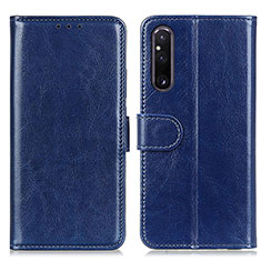 Custodia Portafoglio In Pelle Cover con Supporto M07L per Sony Xperia 1 V Blu