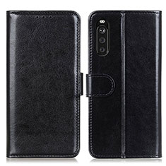 Custodia Portafoglio In Pelle Cover con Supporto M07L per Sony Xperia 10 III Lite Nero