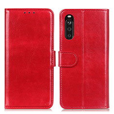 Custodia Portafoglio In Pelle Cover con Supporto M07L per Sony Xperia 10 III Lite Rosso