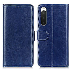 Custodia Portafoglio In Pelle Cover con Supporto M07L per Sony Xperia 10 IV Blu