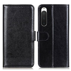 Custodia Portafoglio In Pelle Cover con Supporto M07L per Sony Xperia 10 IV Nero