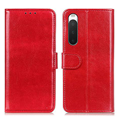 Custodia Portafoglio In Pelle Cover con Supporto M07L per Sony Xperia 10 V Rosso
