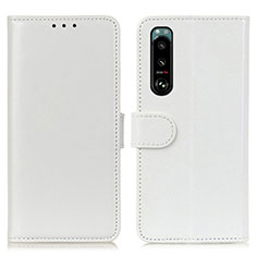 Custodia Portafoglio In Pelle Cover con Supporto M07L per Sony Xperia 5 III Bianco