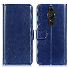 Custodia Portafoglio In Pelle Cover con Supporto M07L per Sony Xperia PRO-I Blu