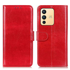 Custodia Portafoglio In Pelle Cover con Supporto M07L per Vivo V23 5G Rosso