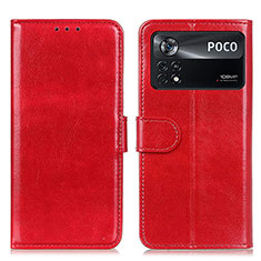 Custodia Portafoglio In Pelle Cover con Supporto M07L per Xiaomi Poco X4 Pro 5G Rosso