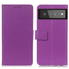 Custodia Portafoglio In Pelle Cover con Supporto M08L per Google Pixel 6 5G Viola