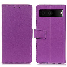 Custodia Portafoglio In Pelle Cover con Supporto M08L per Google Pixel 7 5G Viola