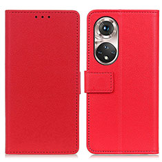 Custodia Portafoglio In Pelle Cover con Supporto M08L per Huawei Honor 50 Pro 5G Rosso