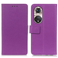 Custodia Portafoglio In Pelle Cover con Supporto M08L per Huawei Honor 50 Pro 5G Viola