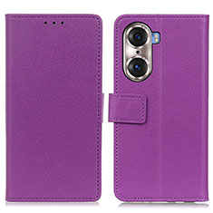 Custodia Portafoglio In Pelle Cover con Supporto M08L per Huawei Honor 60 5G Viola