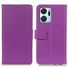 Custodia Portafoglio In Pelle Cover con Supporto M08L per Huawei Honor X7a Viola